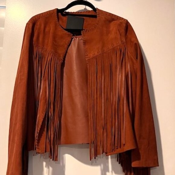 All Saints Astral Fringe Suede Jacket - Picture 1 of 7